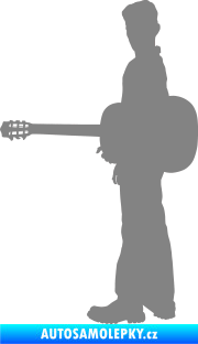 Samolepka Music 003 levá hráč na kytaru šedá
