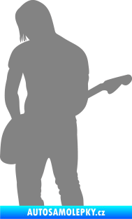 Samolepka Music 005 levá hráč na kytaru šedá