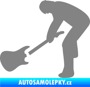Samolepka Music 007 levá rocker s kytarou šedá