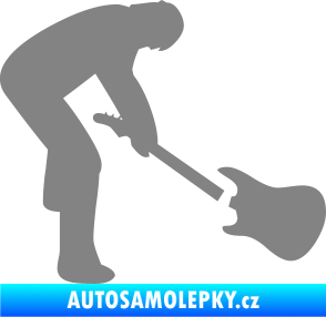 Samolepka Music 007 pravá rocker s kytarou šedá