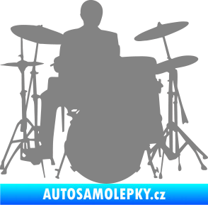 Samolepka Music 009 pravá hráč na bicí šedá