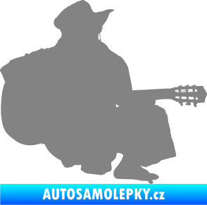 Samolepka Music 014 pravá hráč na kytaru šedá