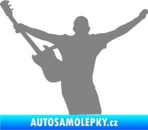 Samolepka Music 024 levá kytarista rocker šedá