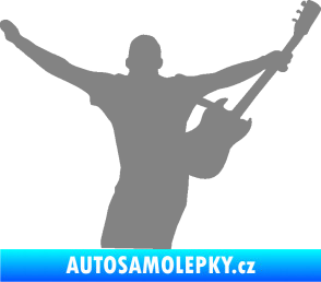 Samolepka Music 024 pravá kytarista rocker šedá