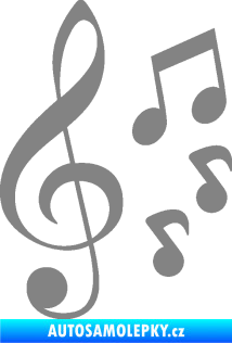 Samolepka Music noty a houslový klíč 002 šedá