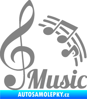 Samolepka Music noty a houslový klíč šedá