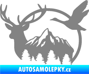 Samolepka Myslivost 002 levá lesní zvěř šedá