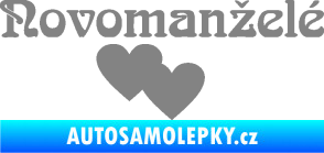 Samolepka Novomanželé 001 nápis se srdíčky šedá