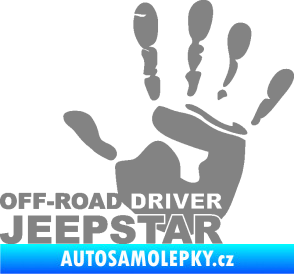 Samolepka Off road driver - Jeep star nápis s rukou šedá