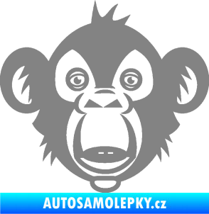 Samolepka Opice 003  hlava šimpanze šedá