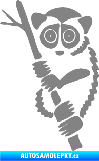 Samolepka Opice 004 levá lemur na stromě šedá