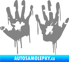 Samolepka Otisk rukou 001 levá krvavý šedá