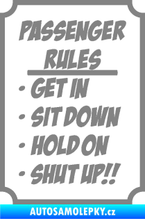 Samolepka Passenger rules nápis pravidla pro cestující šedá
