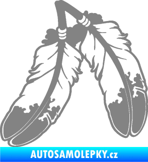 Samolepka Peříčka 003 levá indiánský motiv šedá