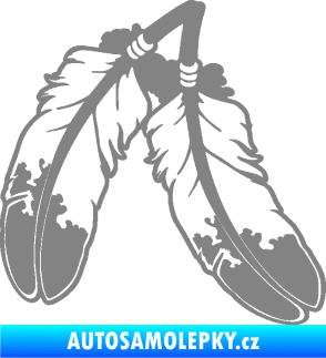 Samolepka Peříčka 003 pravá indiánský motiv šedá