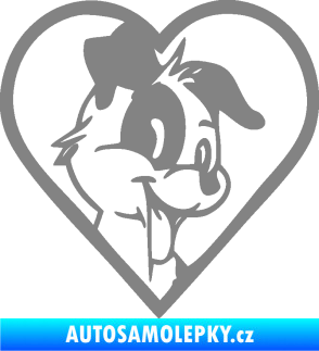 Samolepka Pes 172 pravá v srdíčku šedá