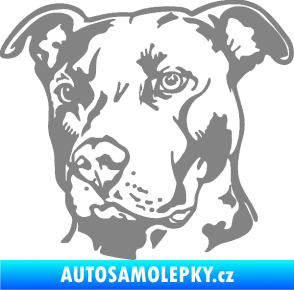 Samolepka Pes 198 pitbull levá šedá