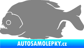 Samolepka Piraňa 001 levá dravá ryba šedá