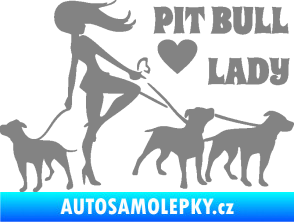 Samolepka Pit Bull lady pravá šedá