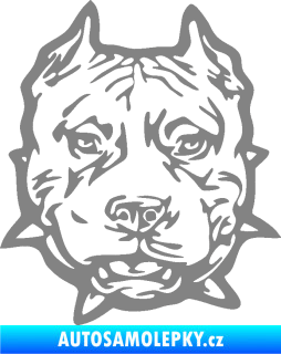 Samolepka Pitbull hlava 003 pravá šedá