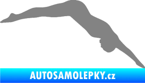 Samolepka Plavání 003  pravá skok do vody šedá