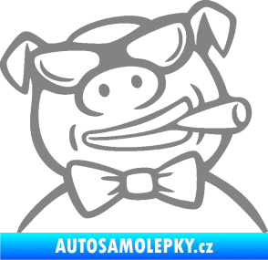 Samolepka Prase 005 pravá s doutnikem šedá
