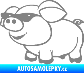 Samolepka Prase 006 levá frajer v brýlích šedá