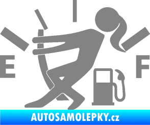 Samolepka Prázdná nádrž 002 palivoměr, varianta s ženou šedá