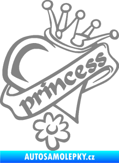 Samolepka Princess nápis v srdíčku šedá
