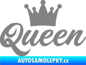 Samolepka Queen nápis s korunou šedá