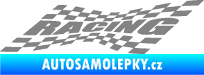 Samolepka Racing nápis v šachovnici šedá