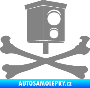 Samolepka Radar a zkřížené kosti pravá šedá