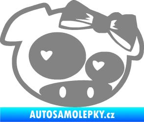 Samolepka Rally pig girl pravá šedá