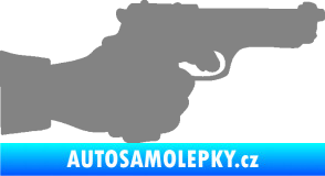 Samolepka Ruka s pistolí 001 pravá ruce vzhůru šedá