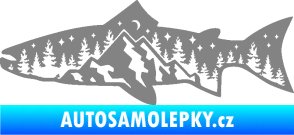 Samolepka Ryba 021 levá noční rybaření šedá