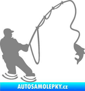 Samolepka Rybář 018 pravá šedá