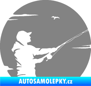 Samolepka Rybář 022 pravá šedá