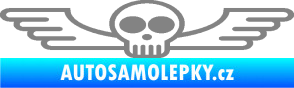 Samolepka Samolepka na zadní sklo 001 lebka s křídly šedá