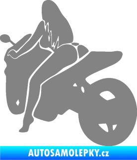 Samolepka Sexy žena na motorce levá šedá
