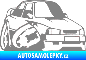 Samolepka Škoda 130 karikatura pravá šedá