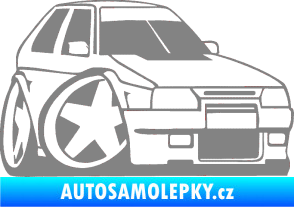 Samolepka Škoda Favorit karikatura pravá šedá