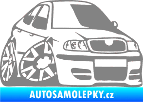 Samolepka Škoda Octavia karikatura pravá šedá