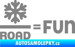 Samolepka Snow road fun nápis s vločkou šedá