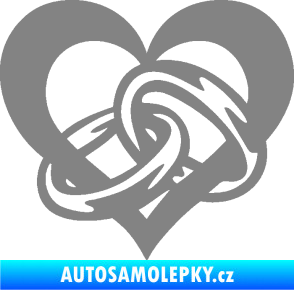 Samolepka Snubní prstýnky v srdíčku levá šedá