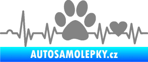 Samolepka Srdeční tep 005 pravá tlapka a srdíčko šedá