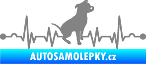 Samolepka Srdeční tep 007 pravá pitbull šedá