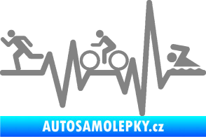 Samolepka Srdeční tep 012 levá triatlon šedá