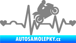 Samolepka Srdeční tep 013 pravá motorkář šedá