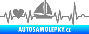 Samolepka Srdeční tep 040 levá plachetnice šedá