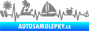 Samolepka Srdeční tep 094 pravá dovolená u moře šedá